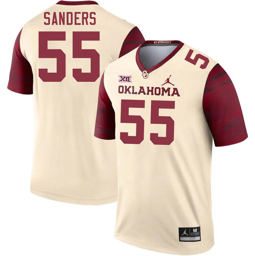 Men #55 Ashton Sanders Oklahoma Sooners College Football Jerseys Stitched-Cream - Click Image to Close